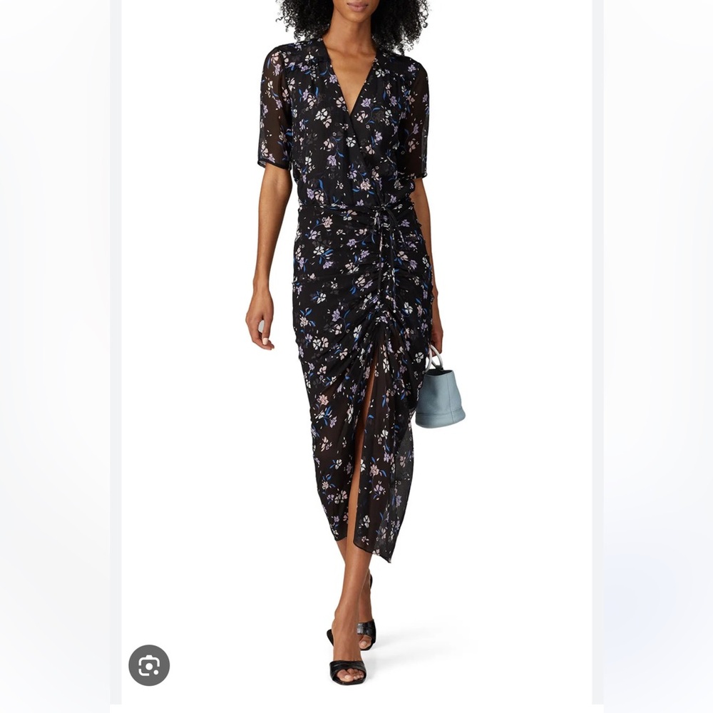 NWT Veronica Beard Black and Purple Floral Midi Dress - Picture 6 of 6